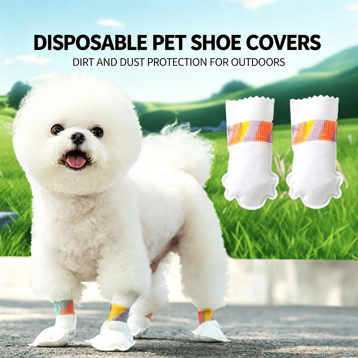 Disposable Dog Boots for Paw Protection - 20 Pack Adjustable Self-Adhesive Pet Shoes for Indoor and Outdoor Use