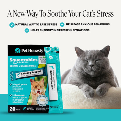 Pet Honesty Calming Lickable Purees for Cats with Real Salmon - 20 Pouches