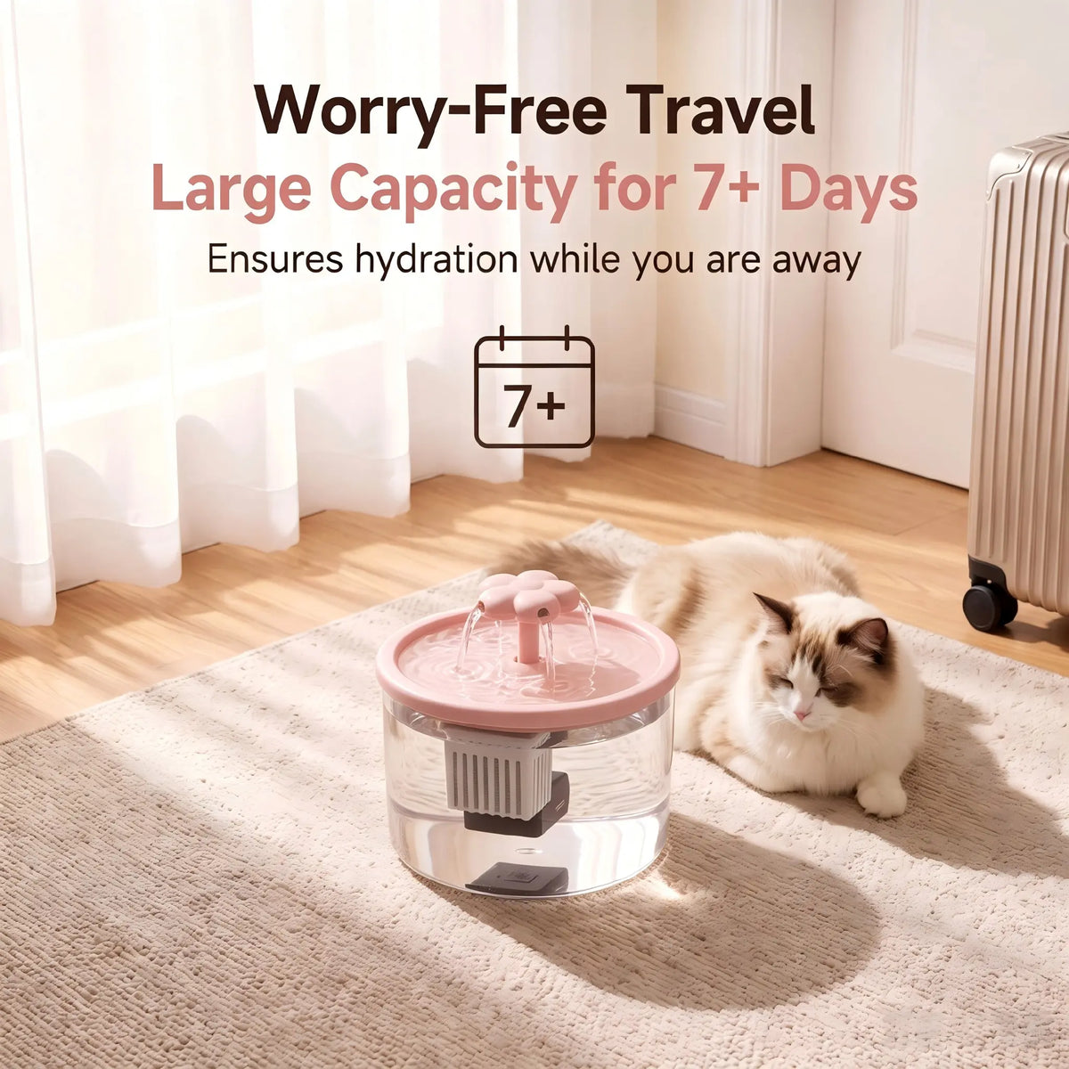 Cat Water Fountain Dispenser - Transparent Design, Quiet Operation, USB-Powered with Recirculating Filter for Indoor Use